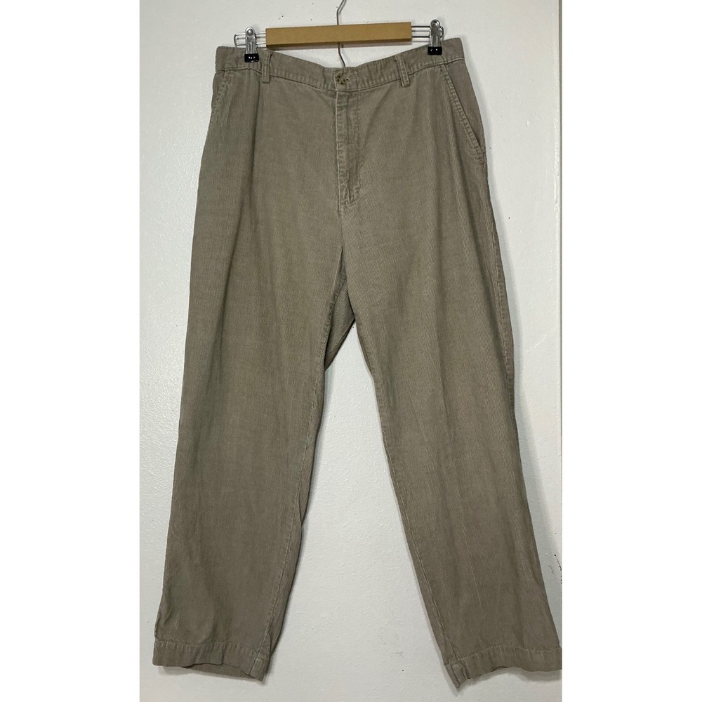 Savile‎ Row Men Corduroy Pants Beige Straight Fit Front Size 34W 30L